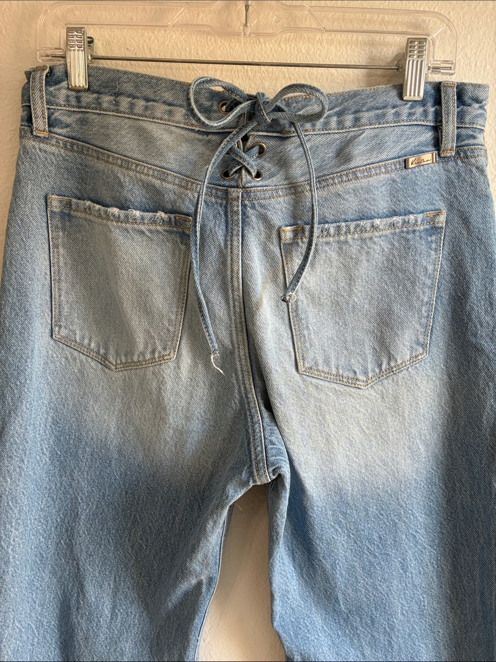 KanCan Light Blue Wide Leg Jeans w/back detail - Picture 4 of 6